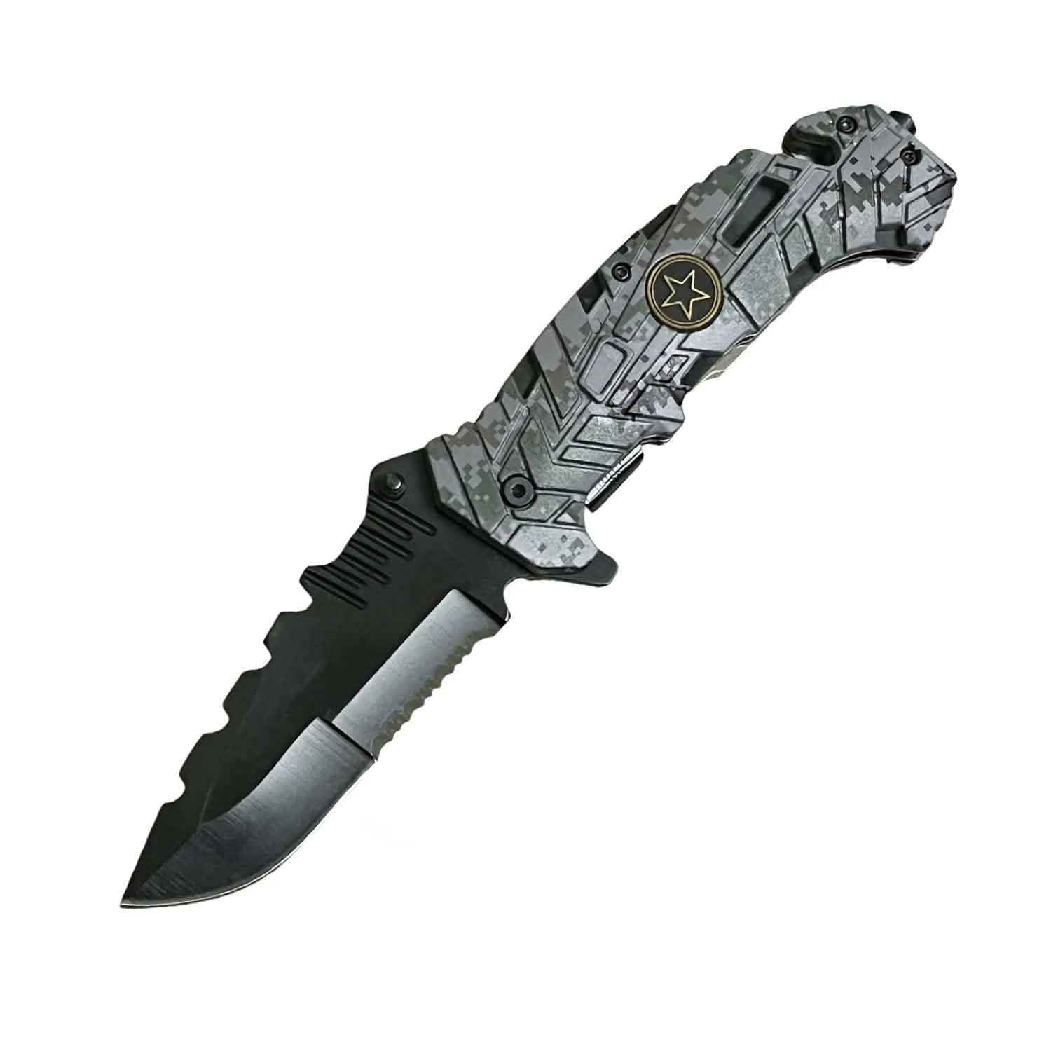 Lot de 2 : Couteau de 12,7 cm à ouverture assistée avec manche en fibre de nylon camouflage