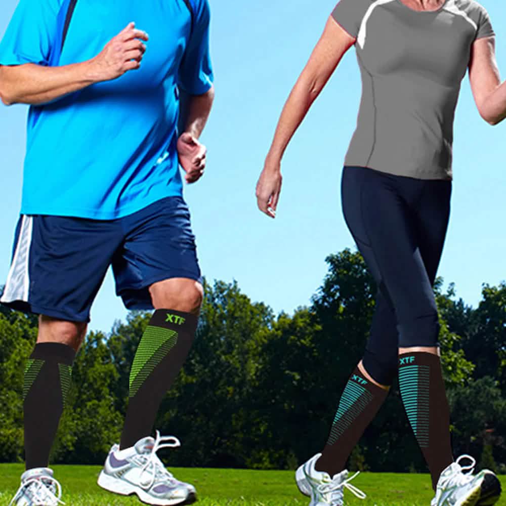 Lot de 12 paires : Chaussettes de compression athlétiques montantes à contention dégressive