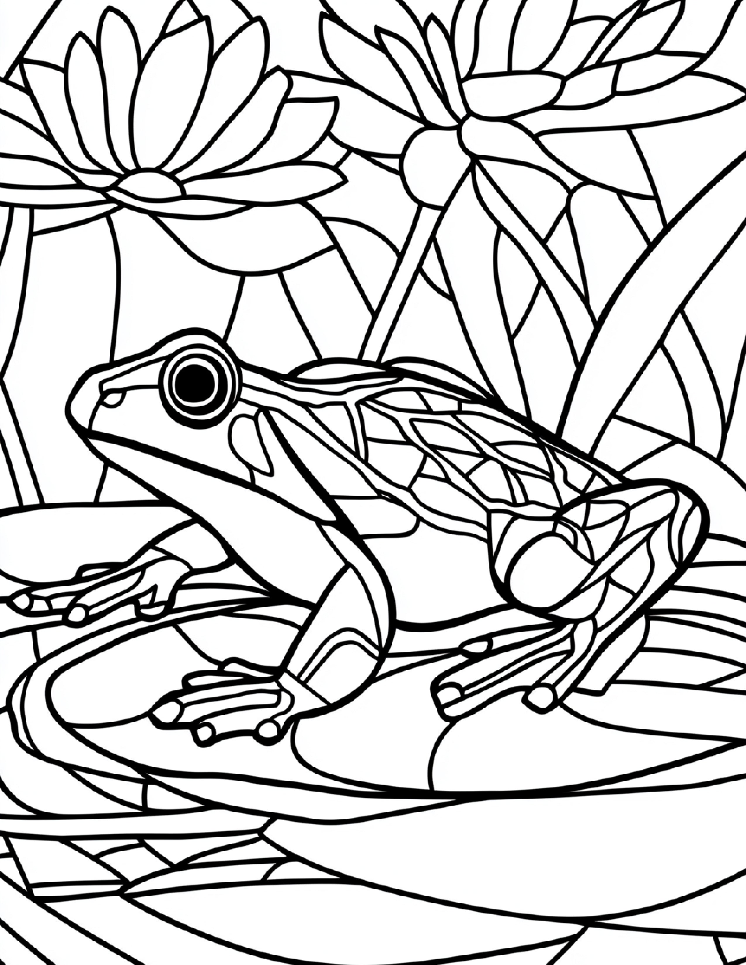 230 pages de coloriage de grenouilles en vitrail – Compatible PDF imprimable et application de coloriage numérique