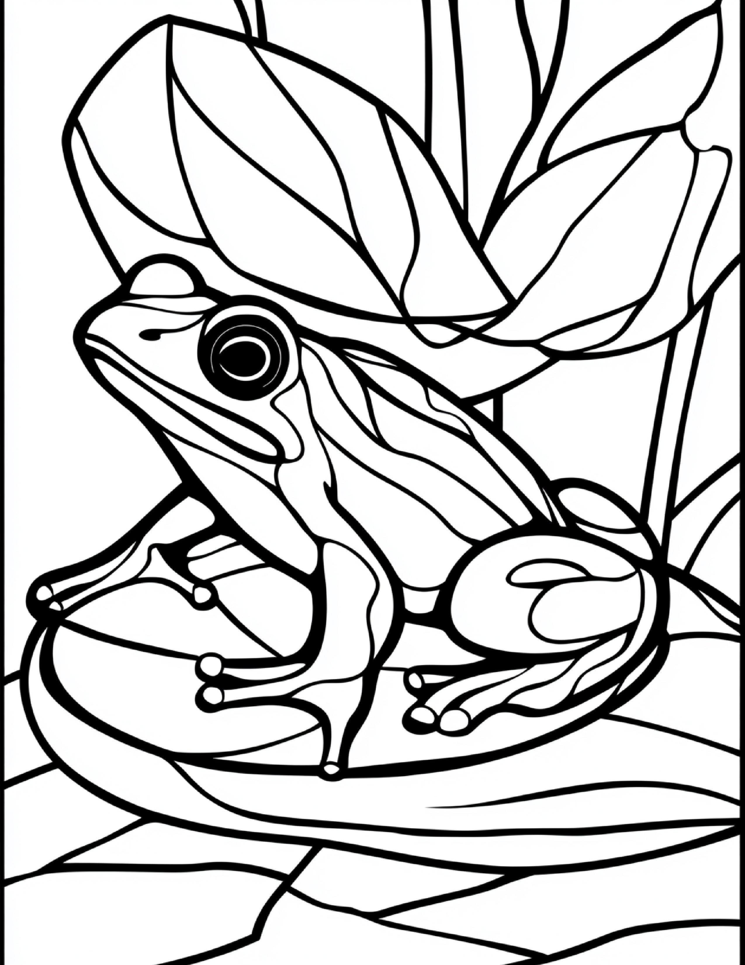 230 pages de coloriage de grenouilles en vitrail – Compatible PDF imprimable et application de coloriage numérique