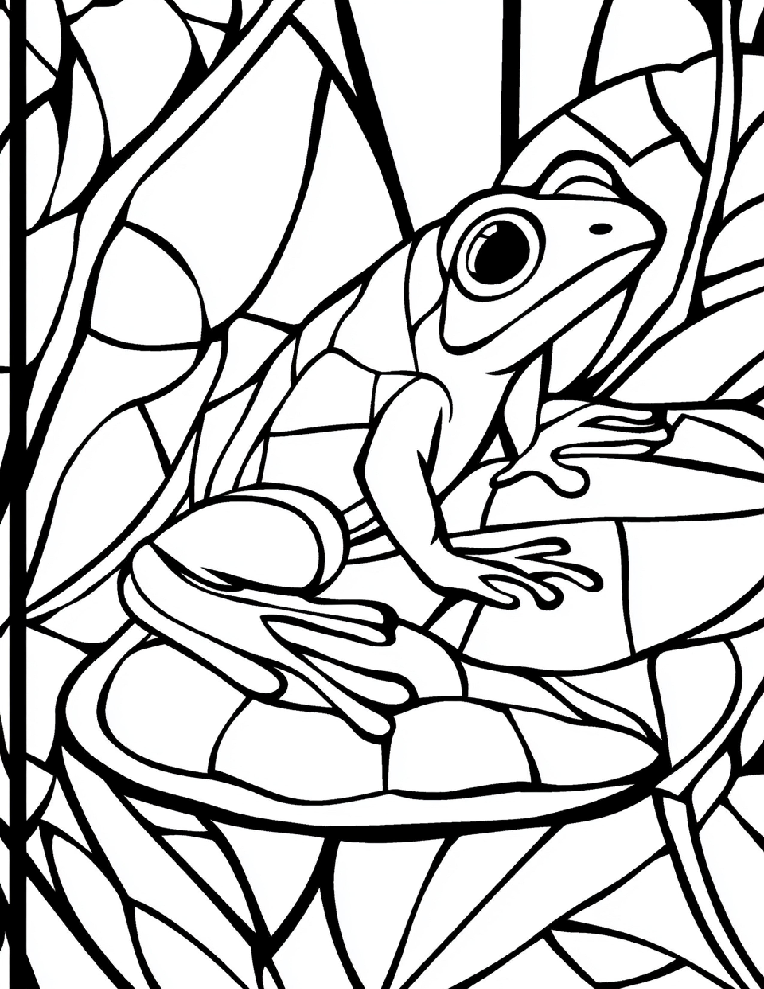 230 pages de coloriage de grenouilles en vitrail – Compatible PDF imprimable et application de coloriage numérique