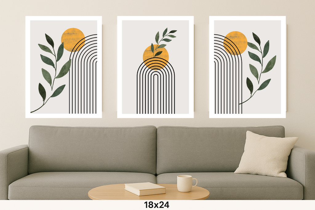 Botanical Arches Wall Art Set – Modern Minimalist Prints (Set of 3, 18x24”)