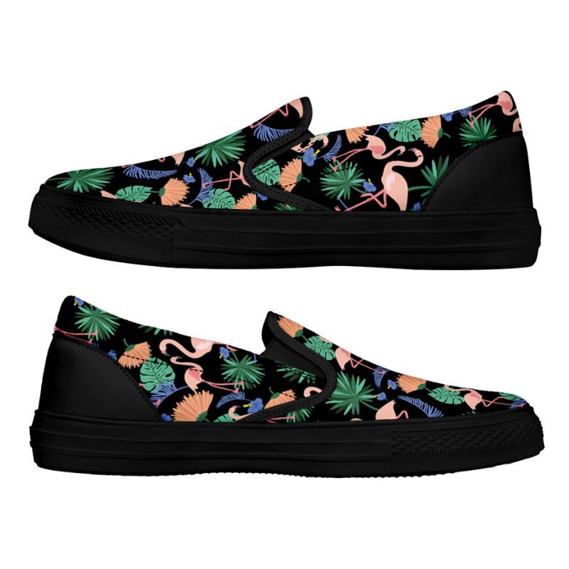 Mocassins fleuris exotiques flamant rose