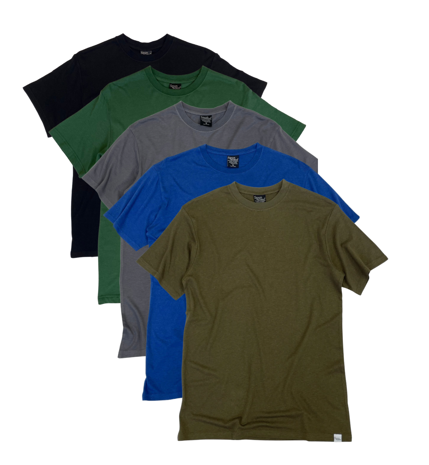 T-shirt à manches courtes pour homme en viscose de bambou/coton biologique - Lot de 5 couleurs assorties
