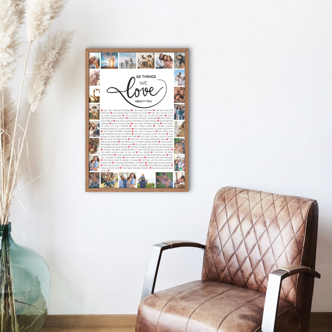 80 Things We Love About You – 80th Birthday Wall Art Canva Template