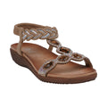 Sandales plates Victoria femme de couleur camel avec ornements