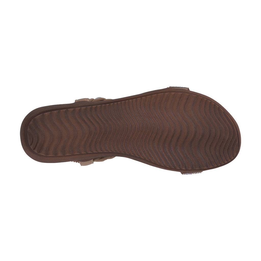 Sandales plates Victoria femme de couleur camel avec ornements