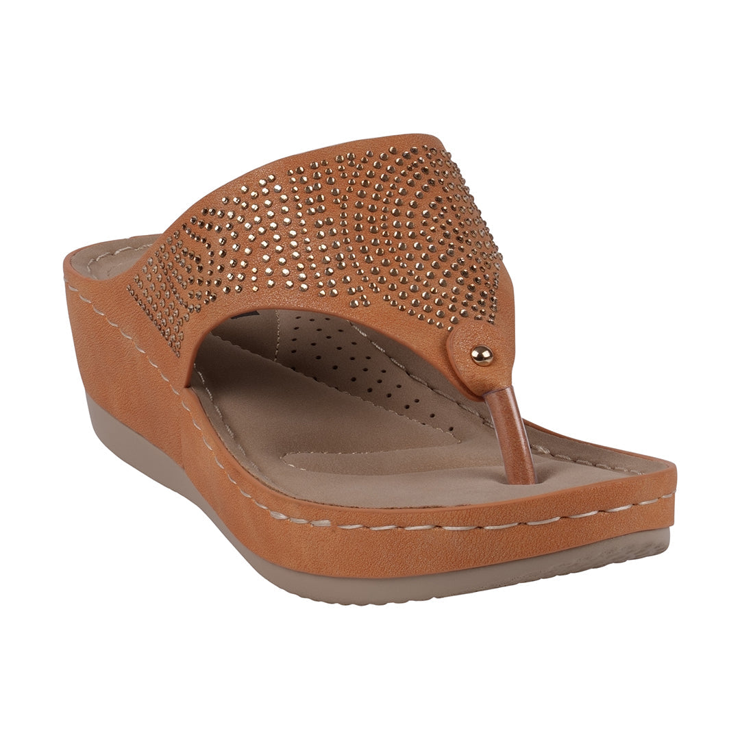 Sandales compensées ornées Wagner Orange