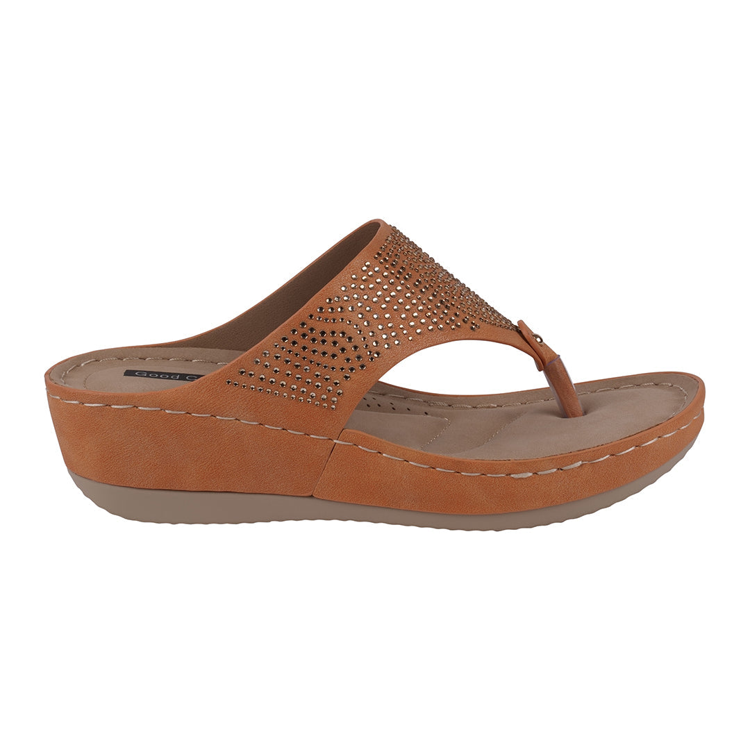 Sandales compensées ornées Wagner Orange