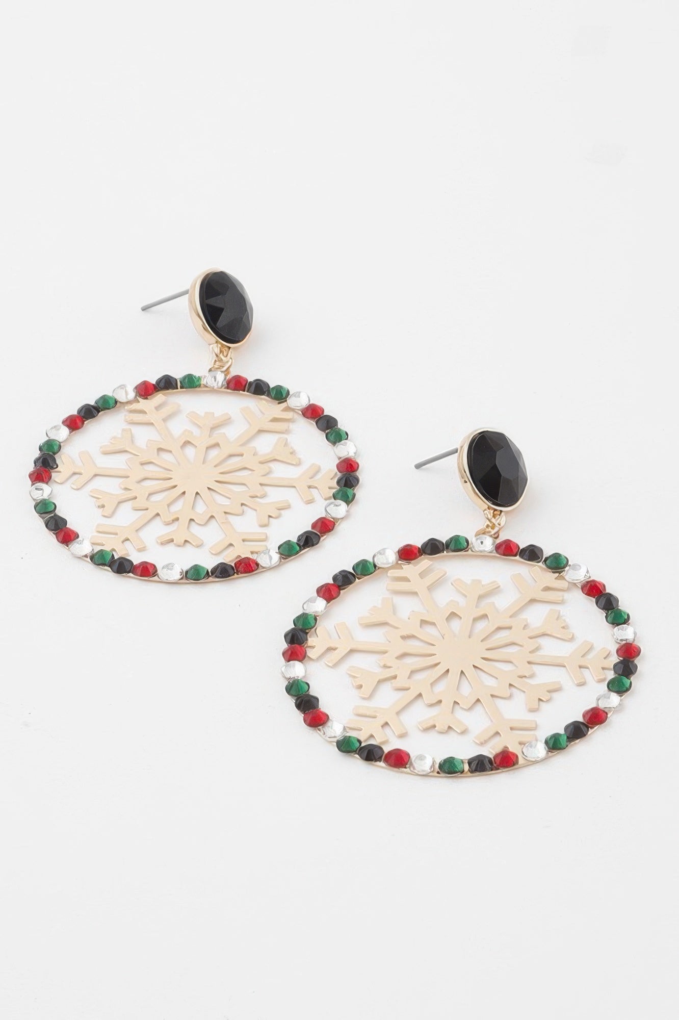 Boucles d'oreilles Flocon de neige orné de joyaux