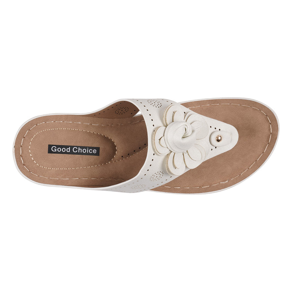 Sandales compensées Willa à fleurs blanches pour femme