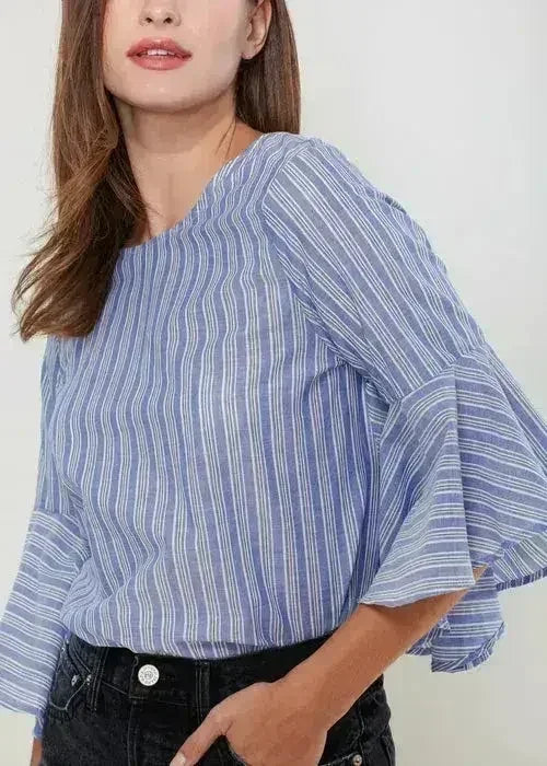 Haut à manches cloche 3/4 et dos noué pour femme