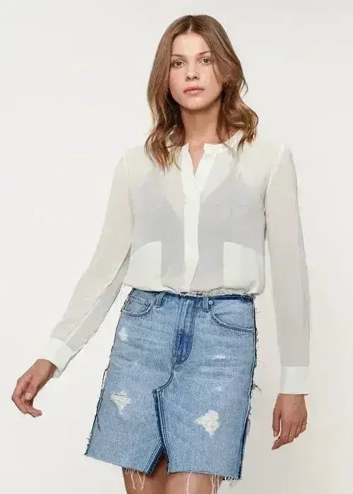 Chemisier boutonné transparent ivoire | Femstylo