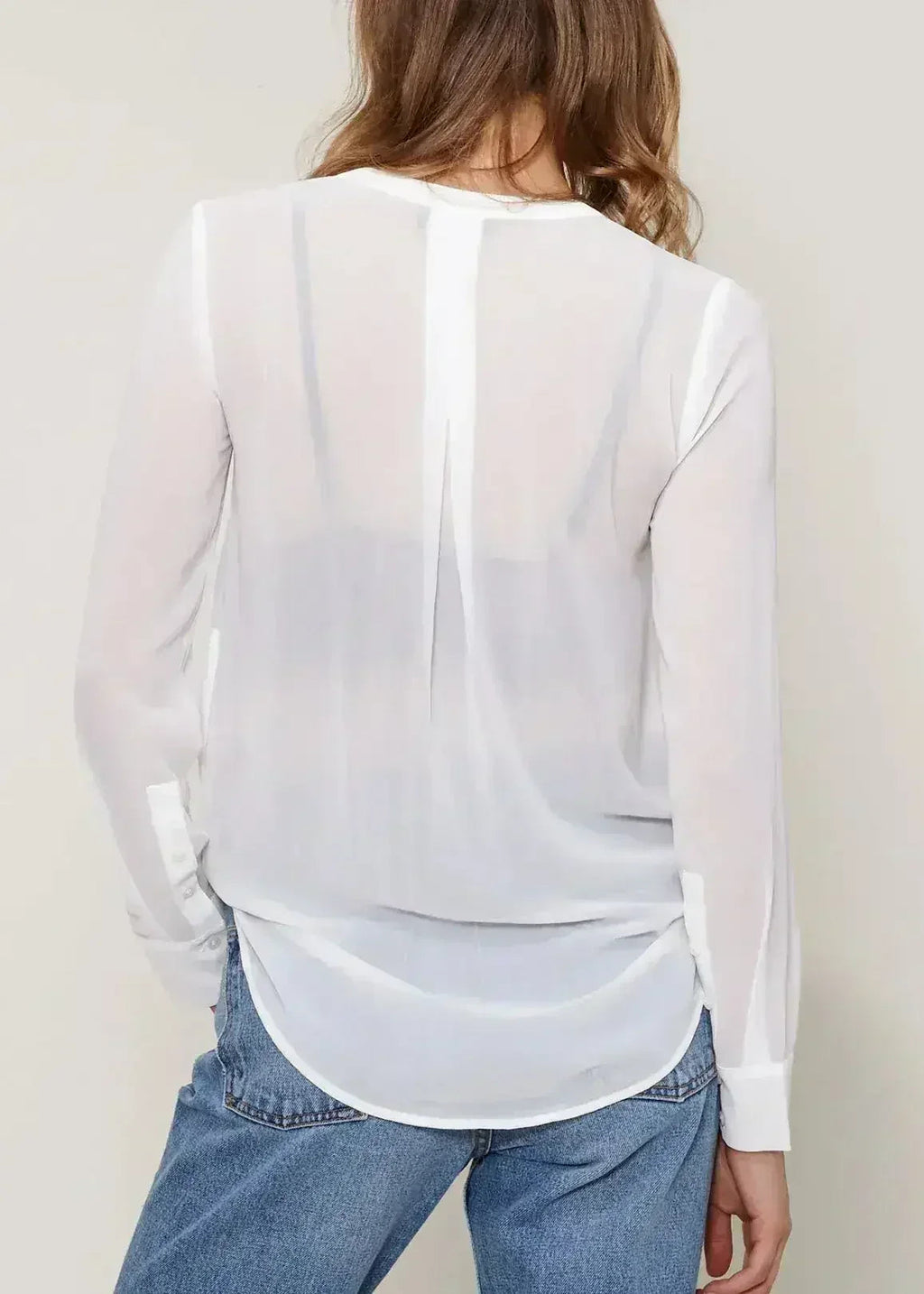 Chemisier boutonné transparent ivoire | Femstylo