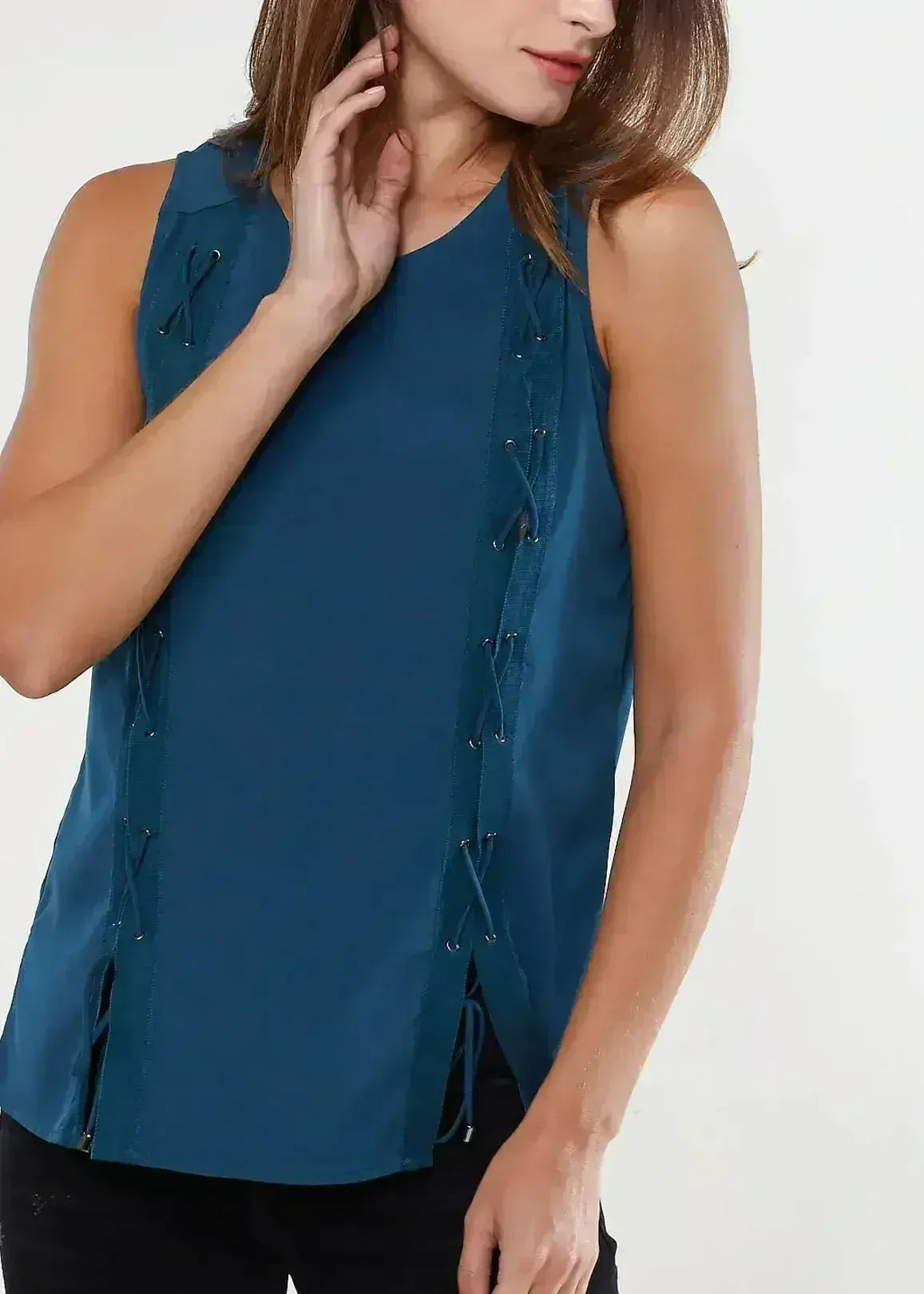 Haut sans manches à lacets pour femme