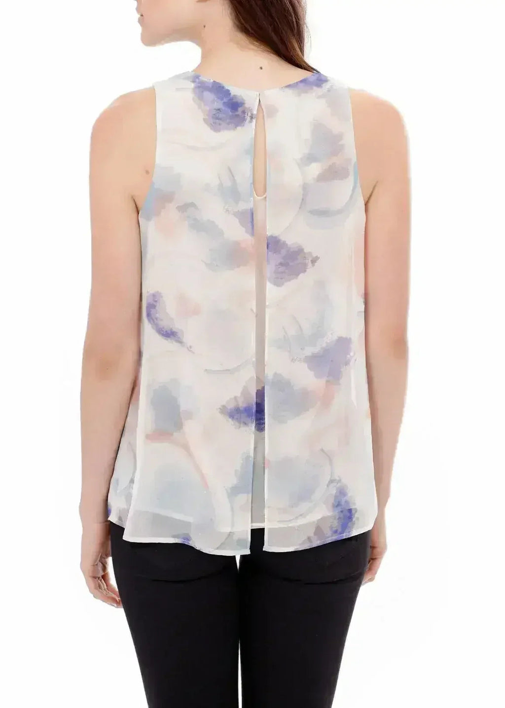 Chemisier sans manches fendu à imprimé aquarelle pour femme | Femstylo