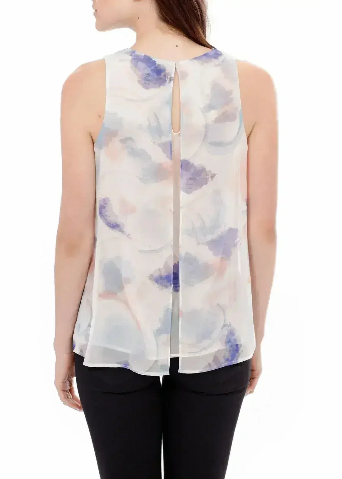 Chemisier sans manches fendu à imprimé aquarelle pour femme | Femstylo