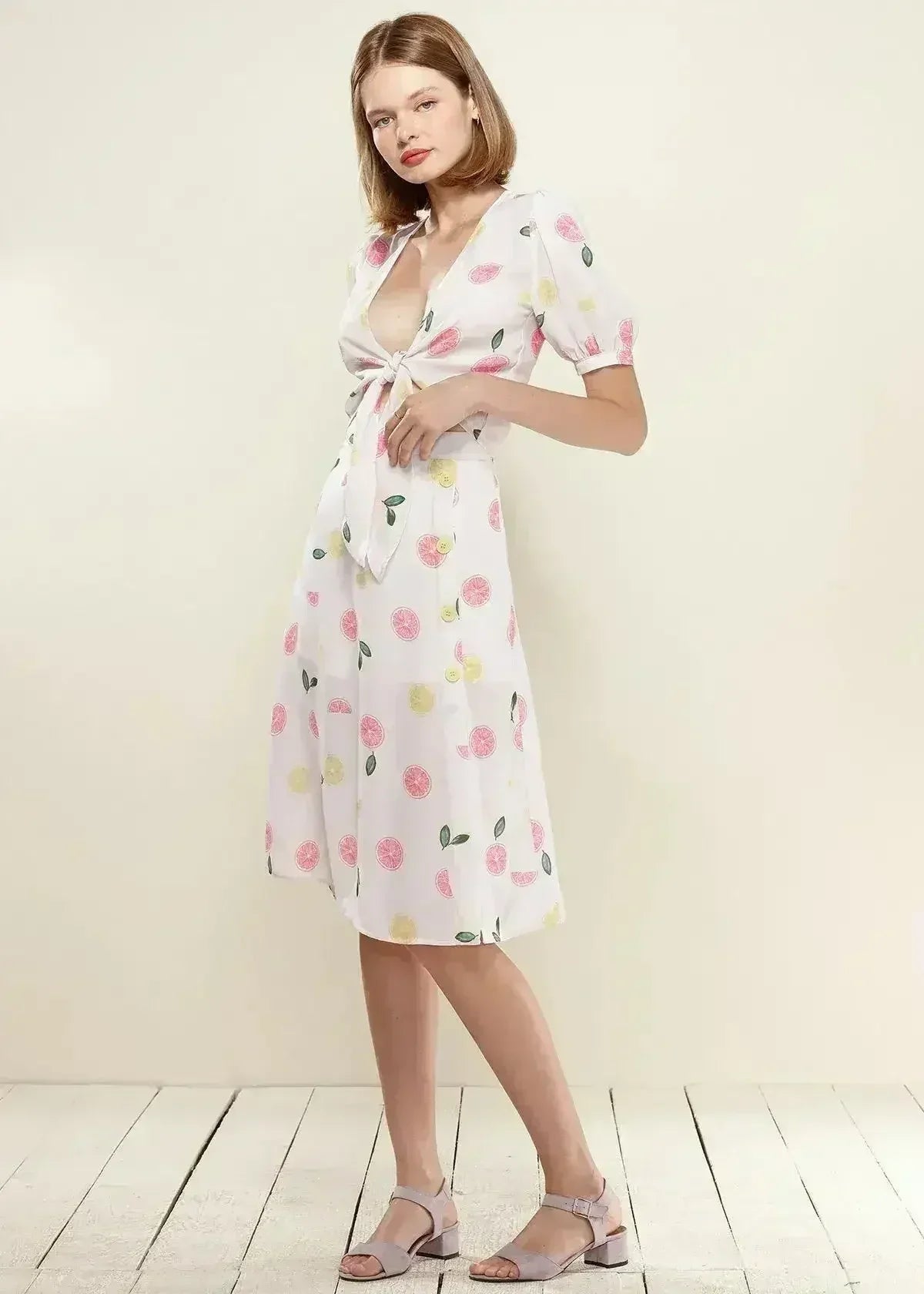 Jupe midi boutonnée couleur Fruit Punch