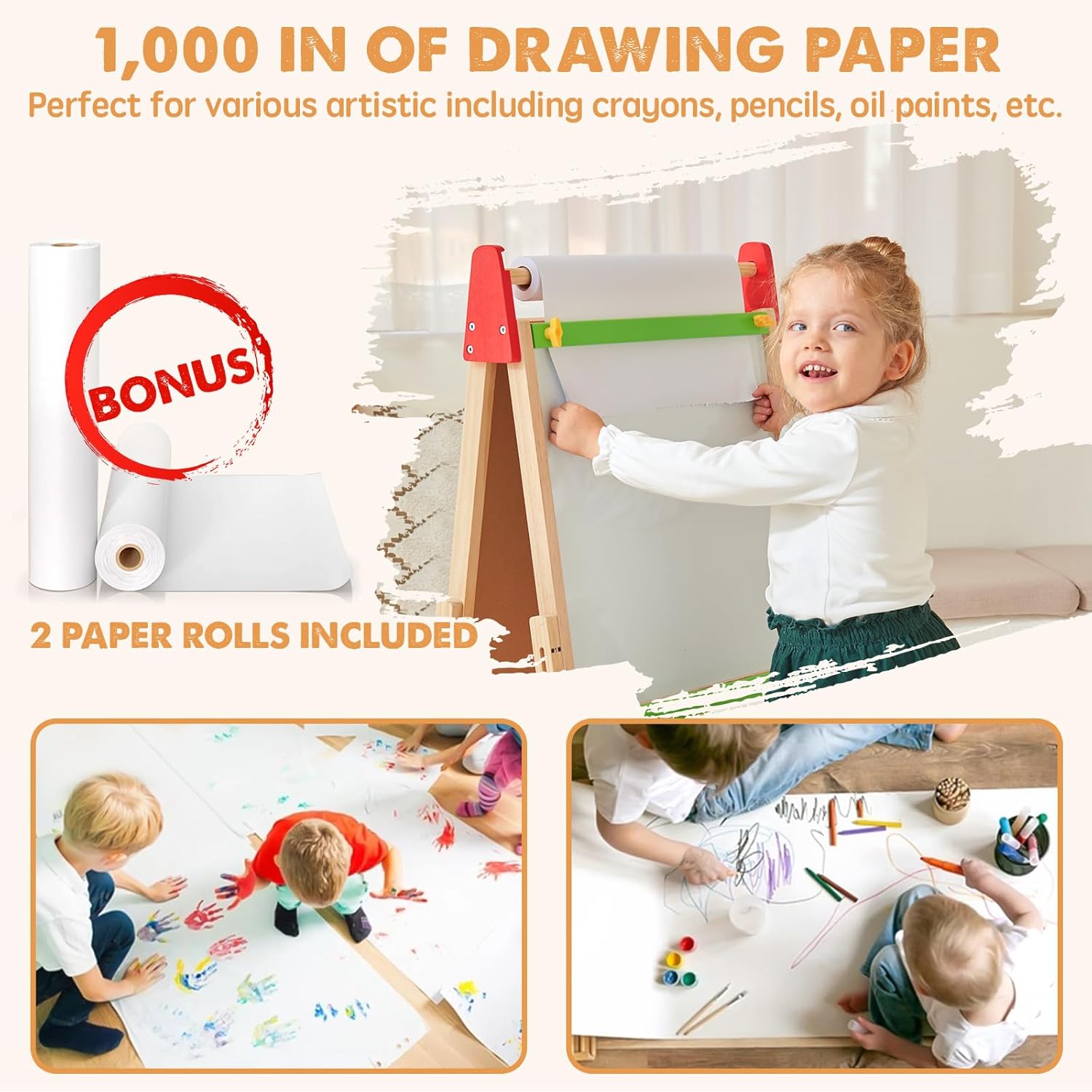Chevalet d'art 3-en-1 Tiny Land® pour enfants