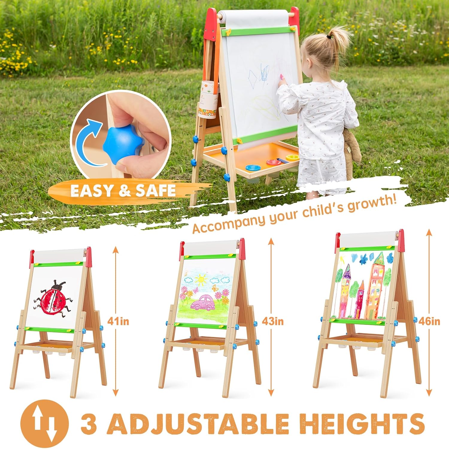Chevalet d'art 3-en-1 Tiny Land® pour enfants