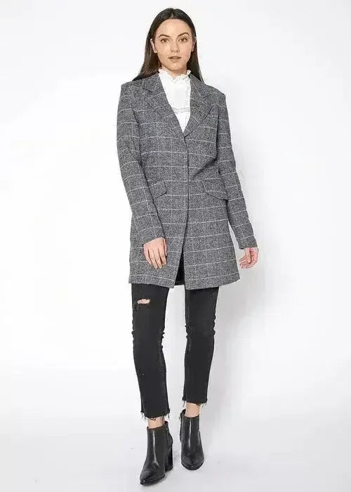 Veste longue à col cranté pour femme - Couleur paprika