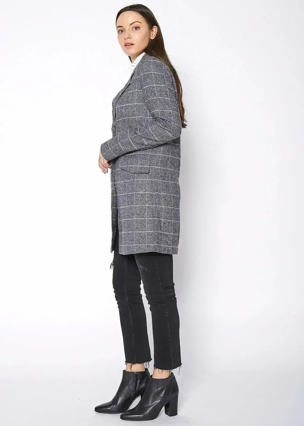 Veste longue à col cranté pour femme - Couleur paprika