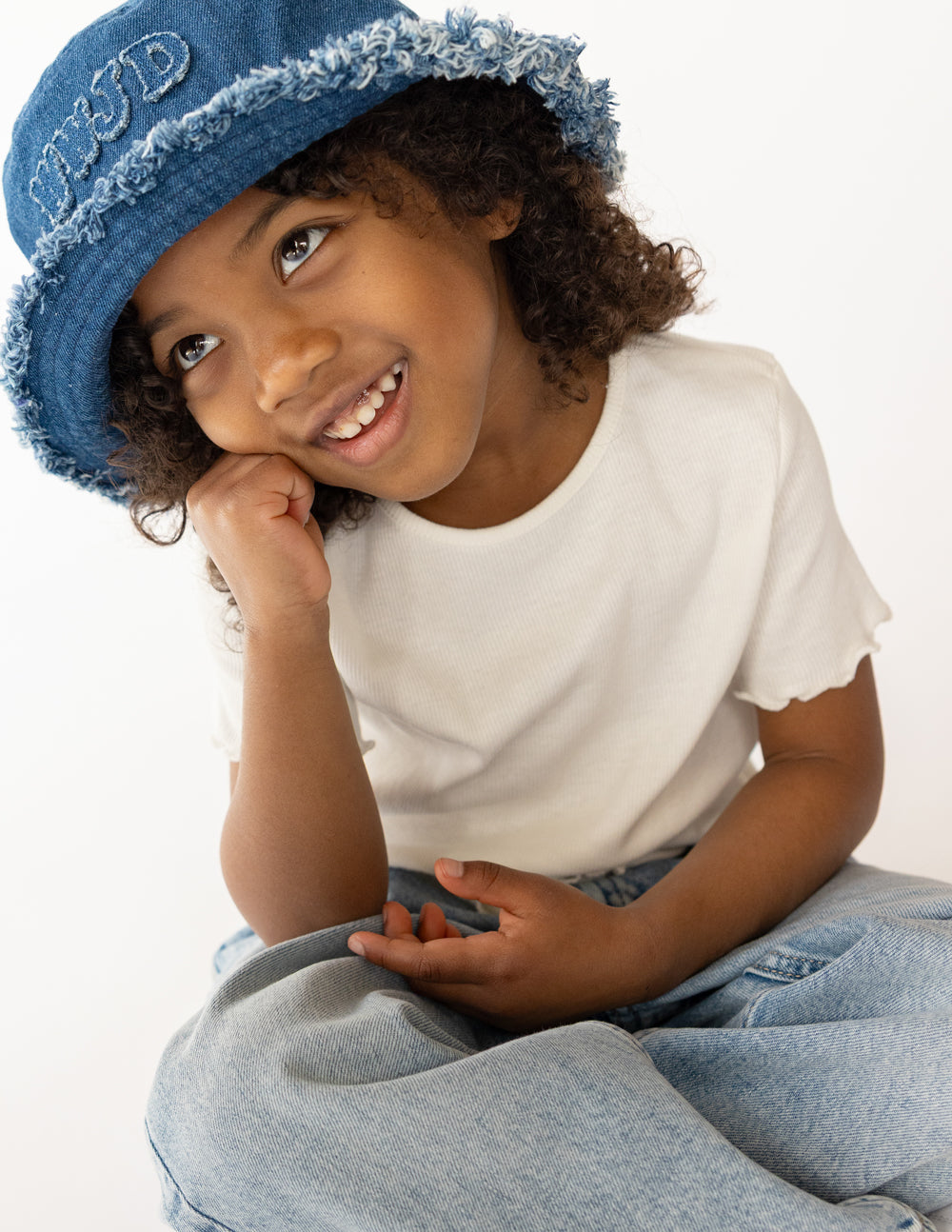 Chapeau bob en jean WWJD pour enfant