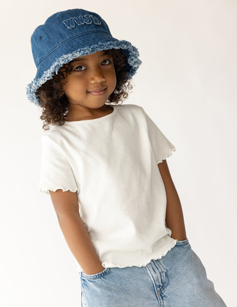 Chapeau bob en jean WWJD pour enfant