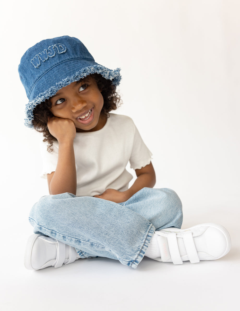 Chapeau bob en jean WWJD pour enfant