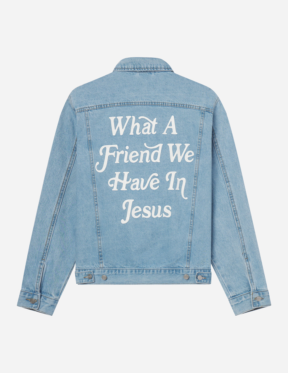 Veste en jean "Quel ami nous avons en Jésus"