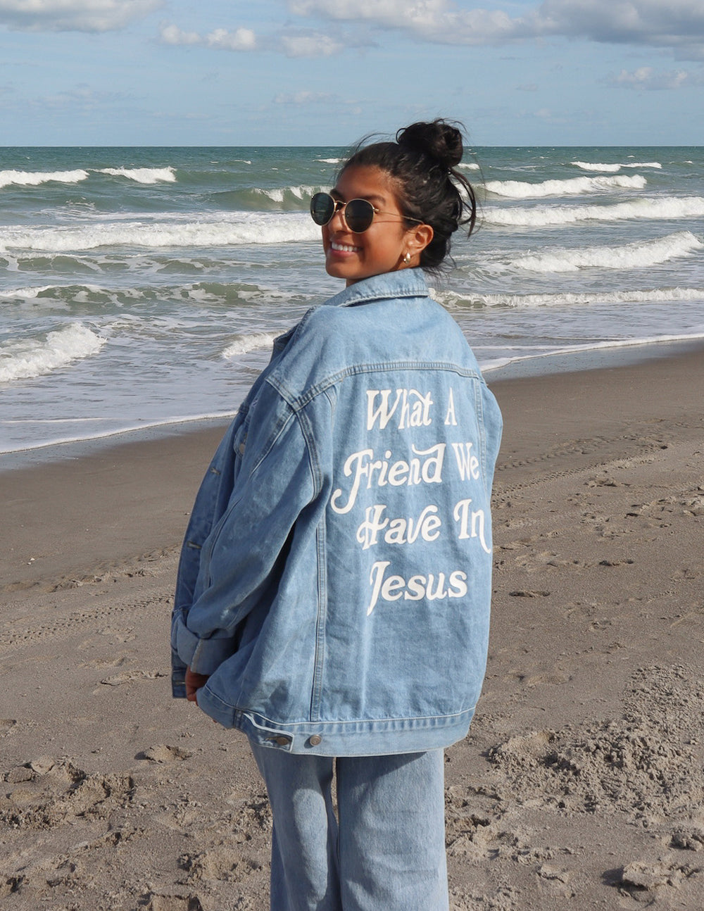 Veste en jean "Quel ami nous avons en Jésus"