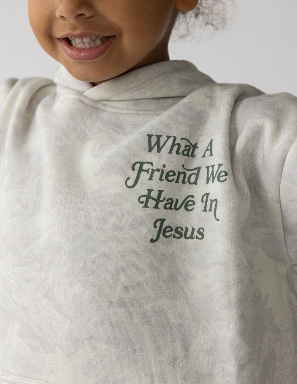 Sweat à capuche enfant What a Friend in Jesus Camo