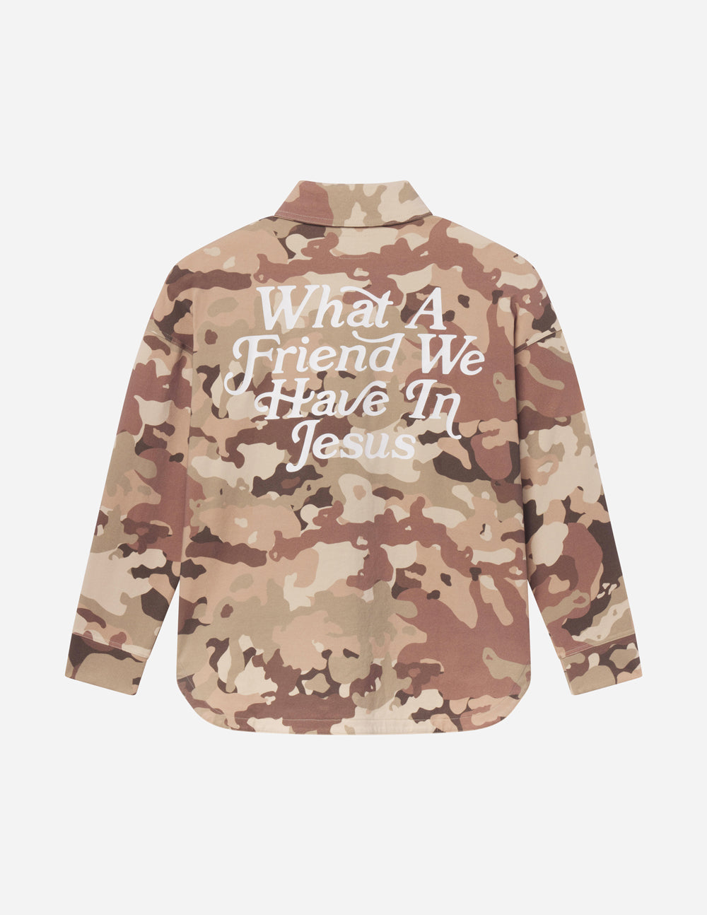 Veste chemise camouflage « Quel ami en Jésus »