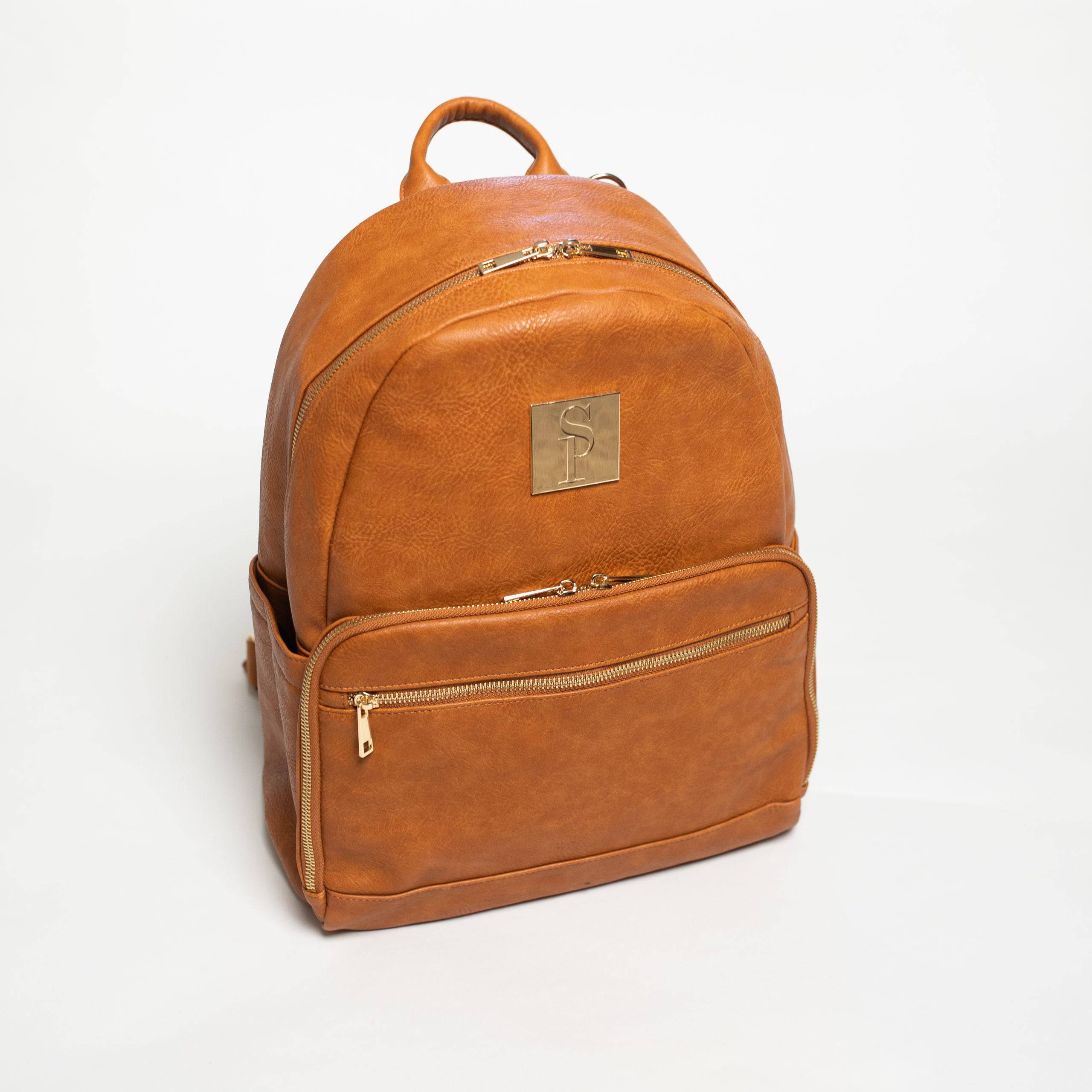 Sac à dos de transport en cuir marron