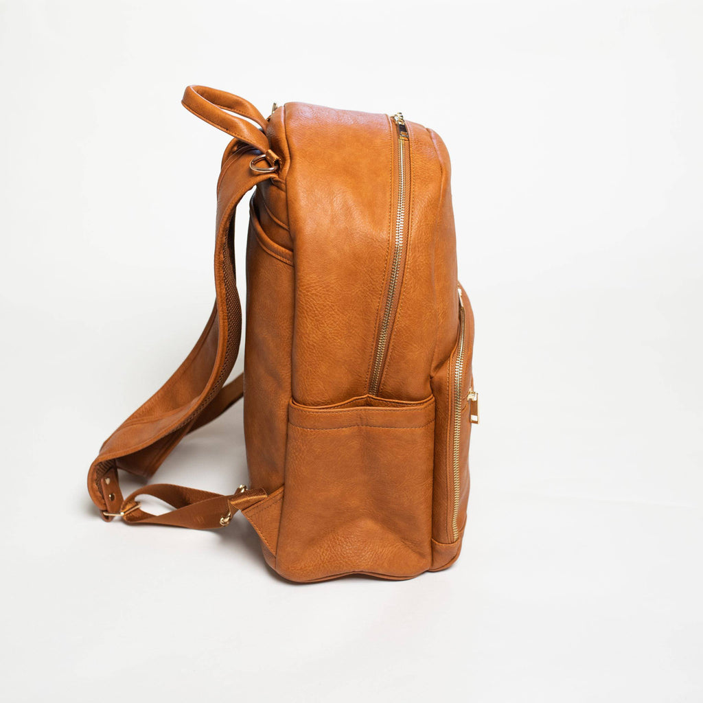 Sac à dos de transport en cuir marron
