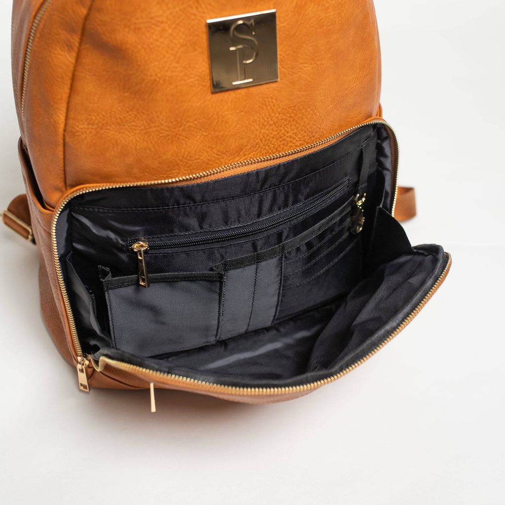 Sac à dos de transport en cuir marron