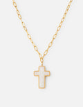 Collier croix émaillé blanc