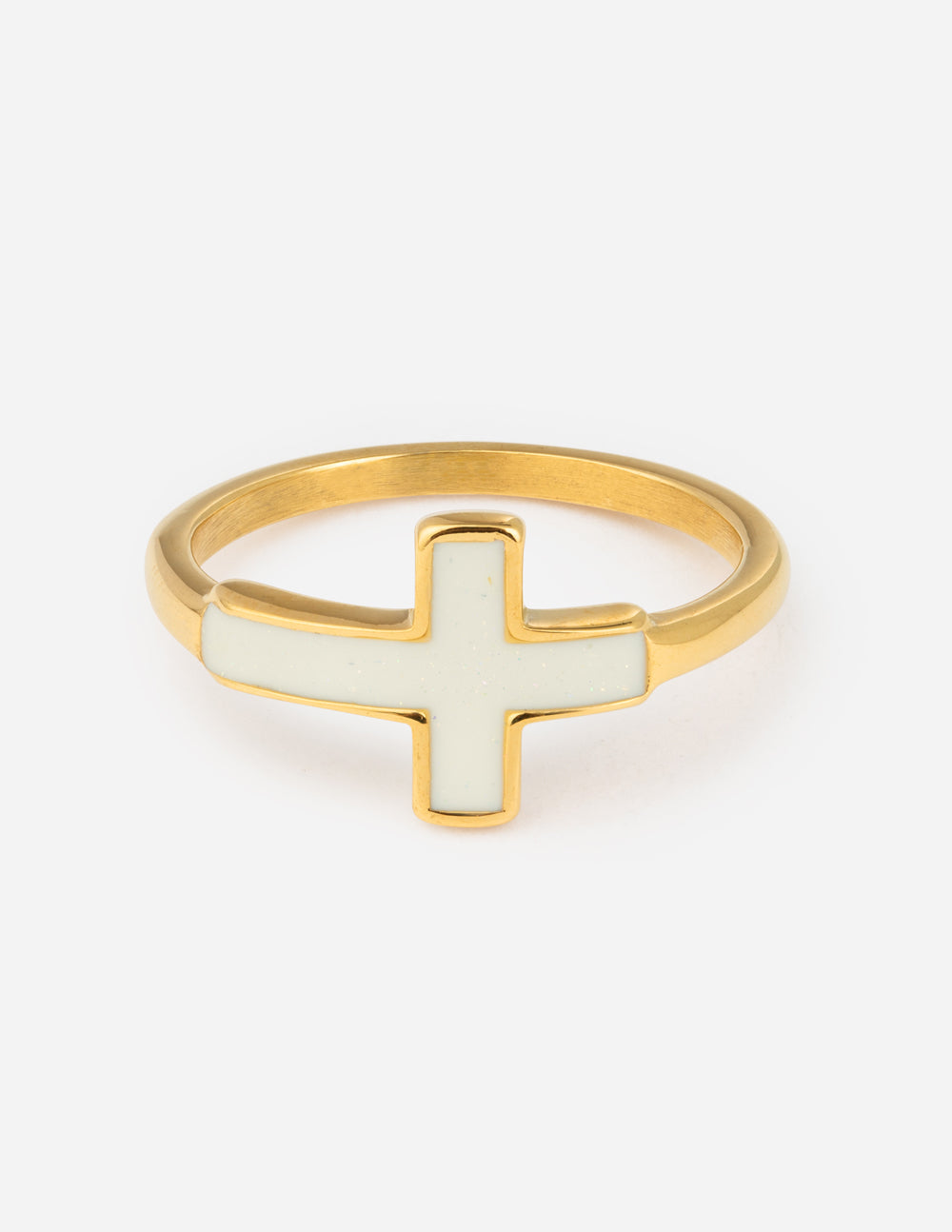 Bague Croix Émaillée Blanche