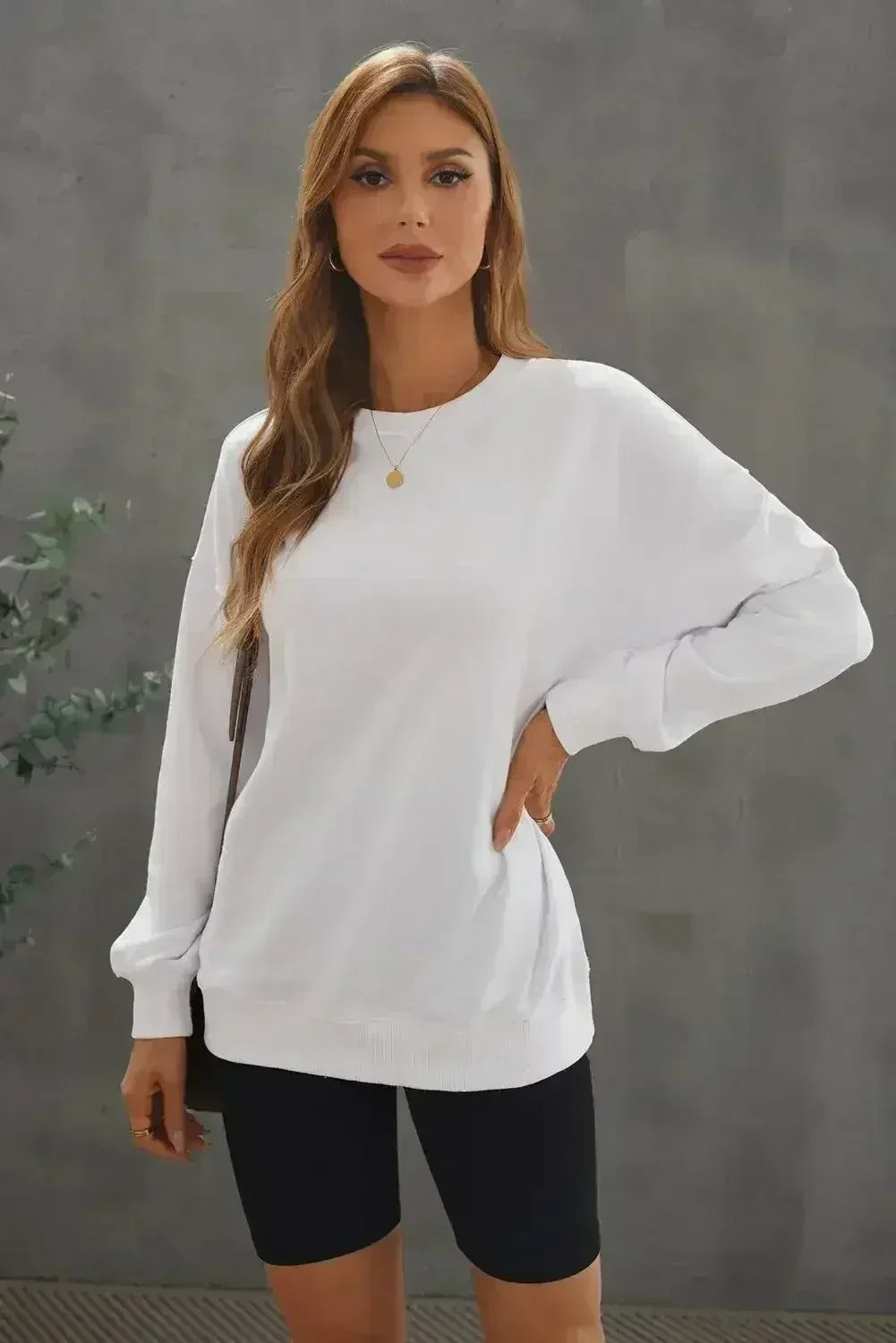 Sweat-shirt blanc ample