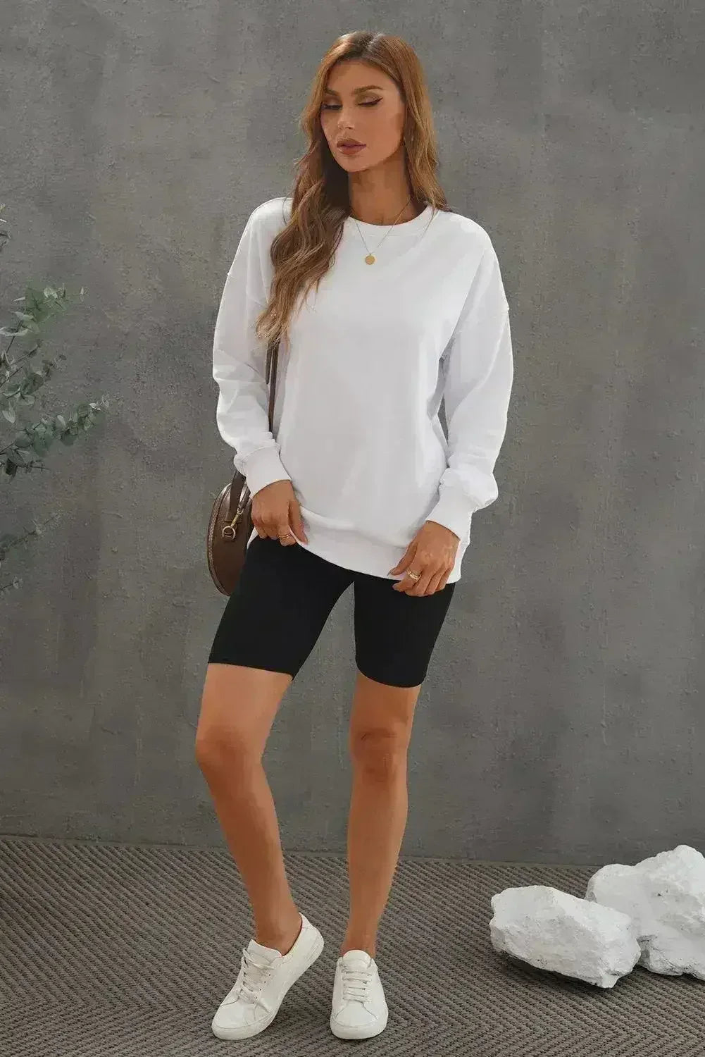 Sweat-shirt blanc ample