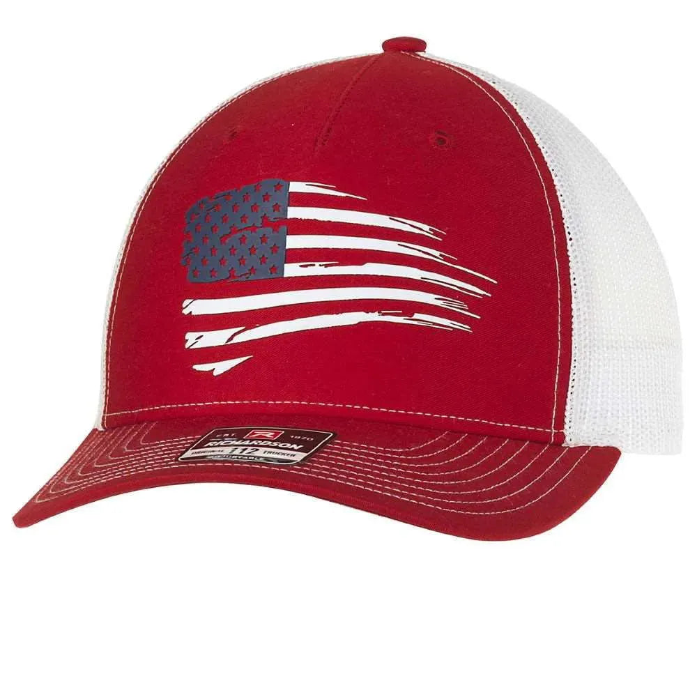 Casquette Trucker ARIAT Drapeau USA vieilli (Rouge/Blanc)