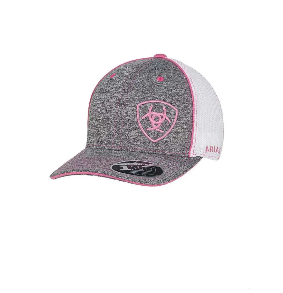 Casquette camionneur ARIAT Offset Pink Shield (Gris/Blanc)