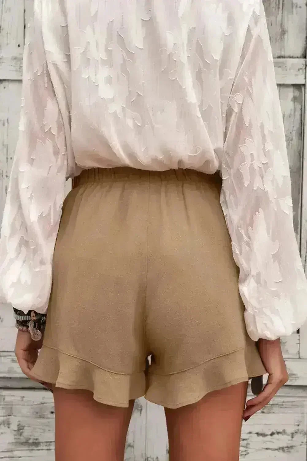 Shorts fluides kaki – Poches décontractées pour femmes | Mélange polyester-élasthanne