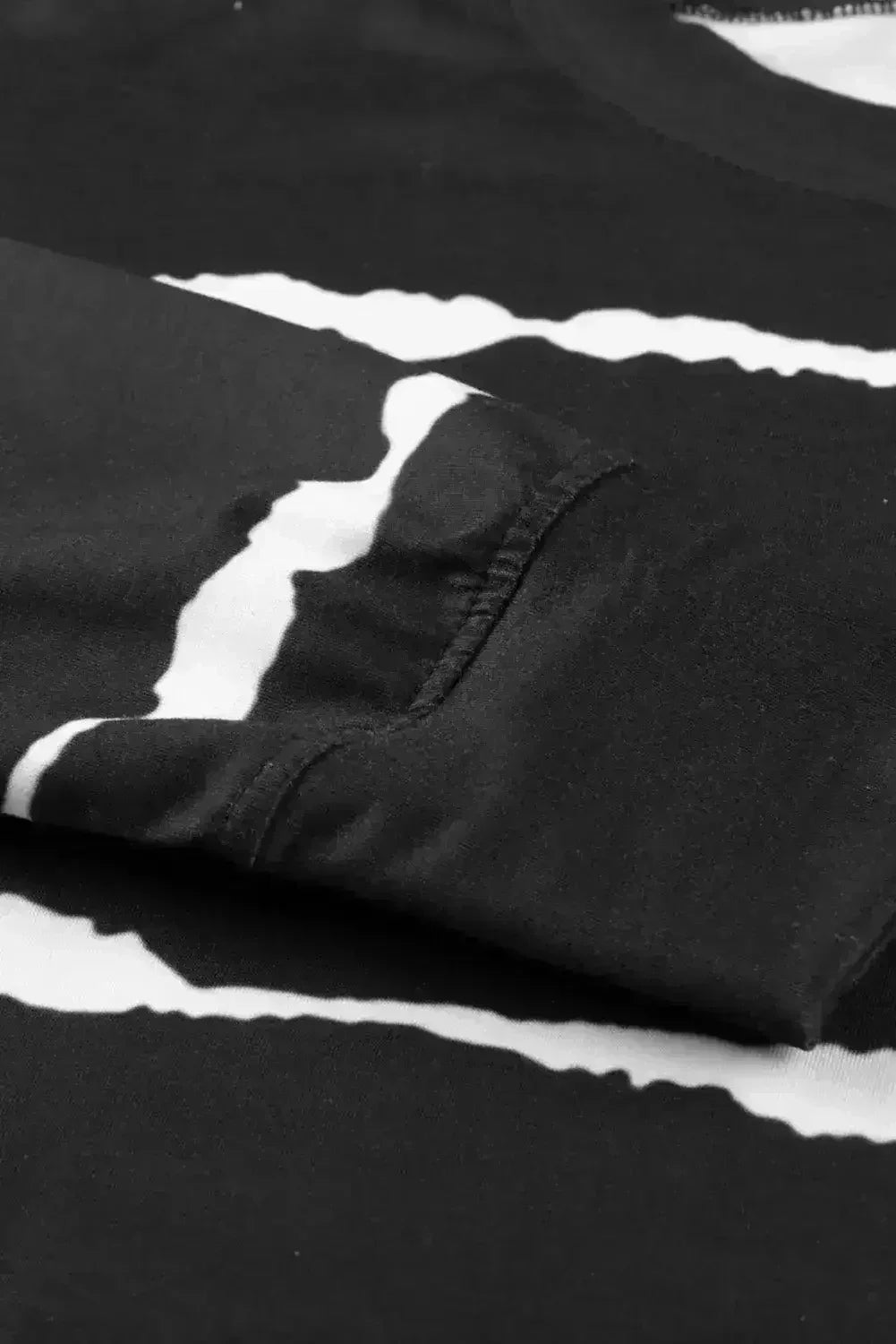 Sweat-shirt noir rayé tie-dye pour femme