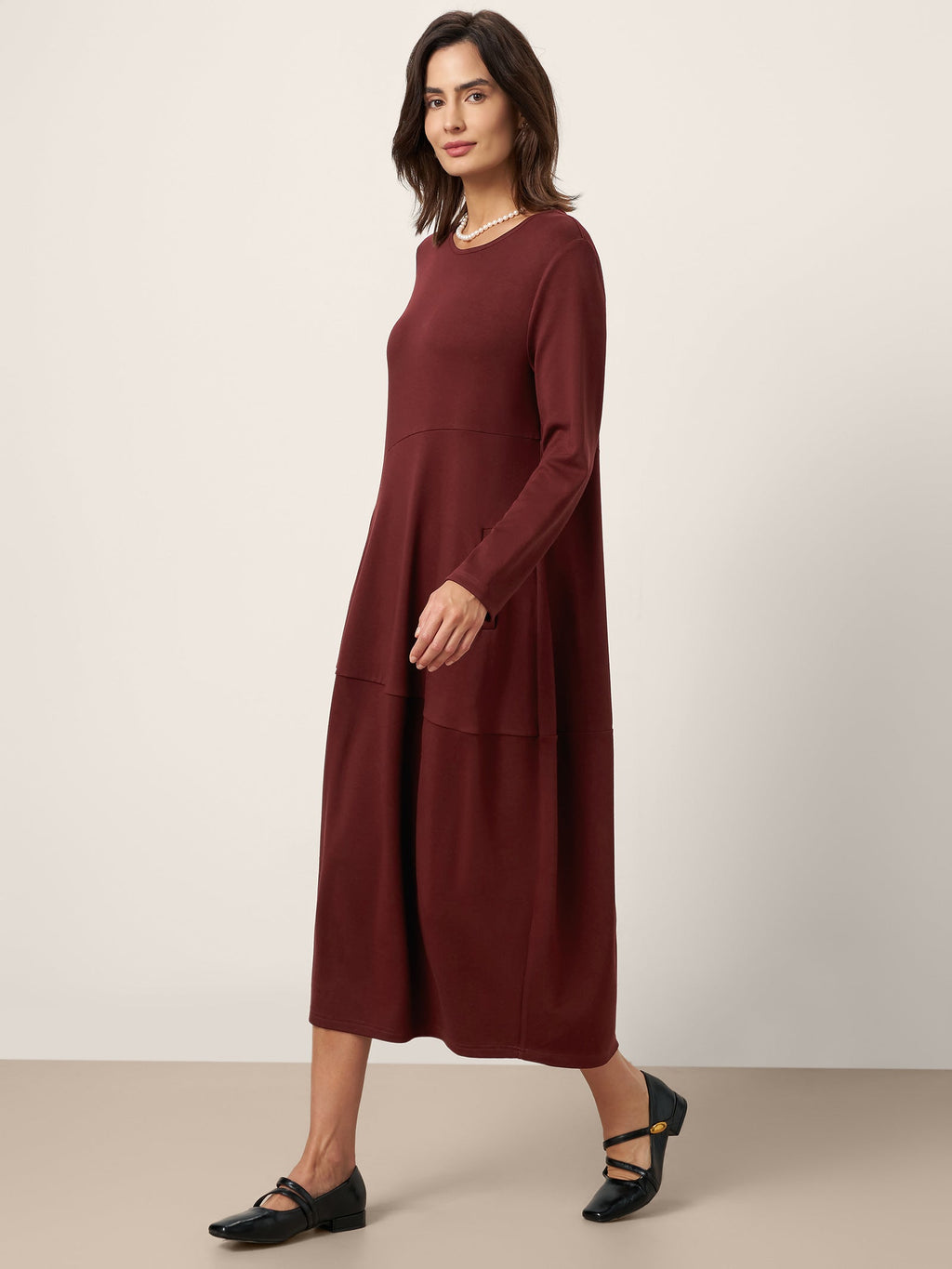Robe midi asymétrique cocon en laine et coton AVERIE
