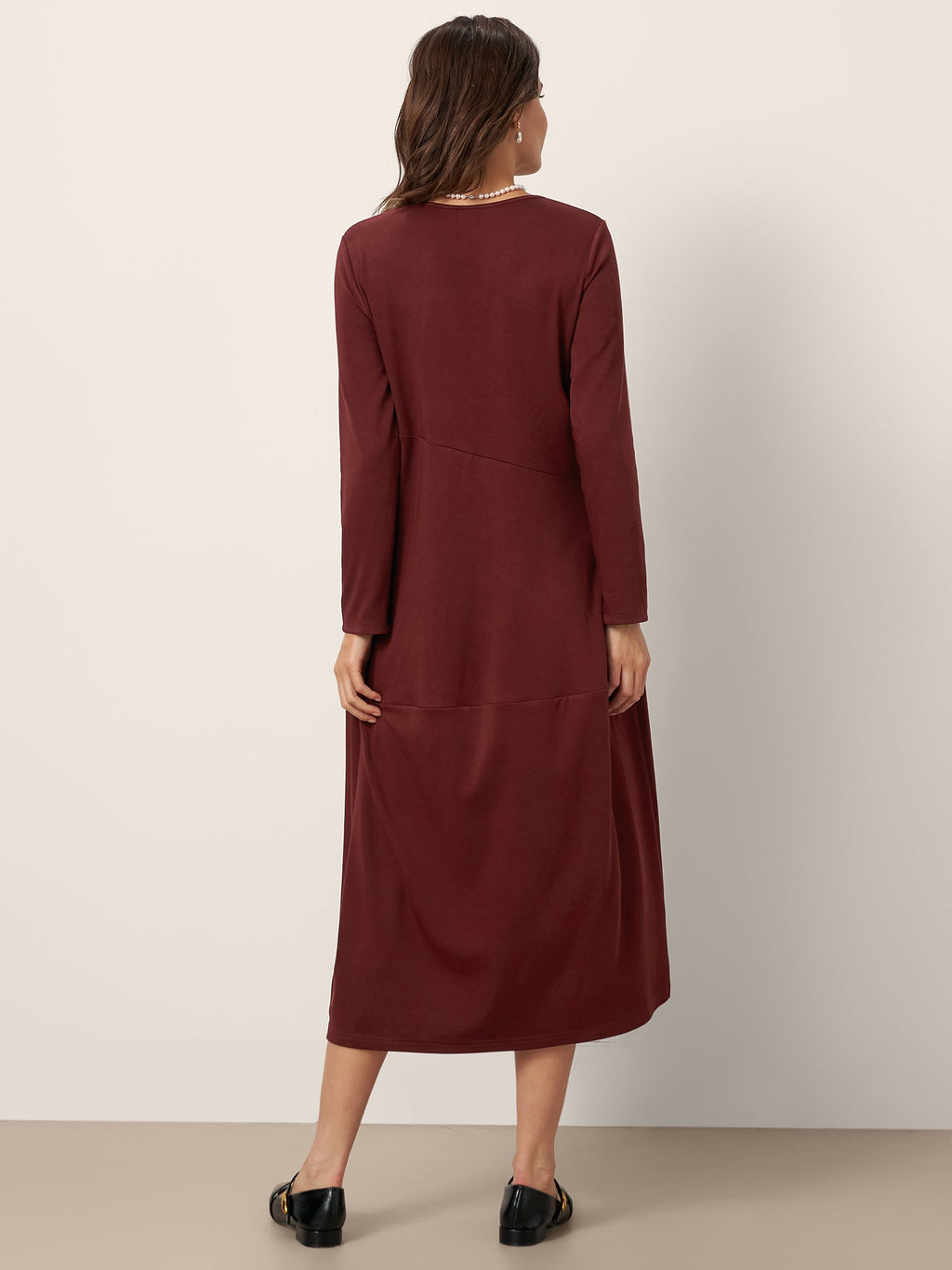 Robe midi asymétrique cocon en laine et coton AVERIE