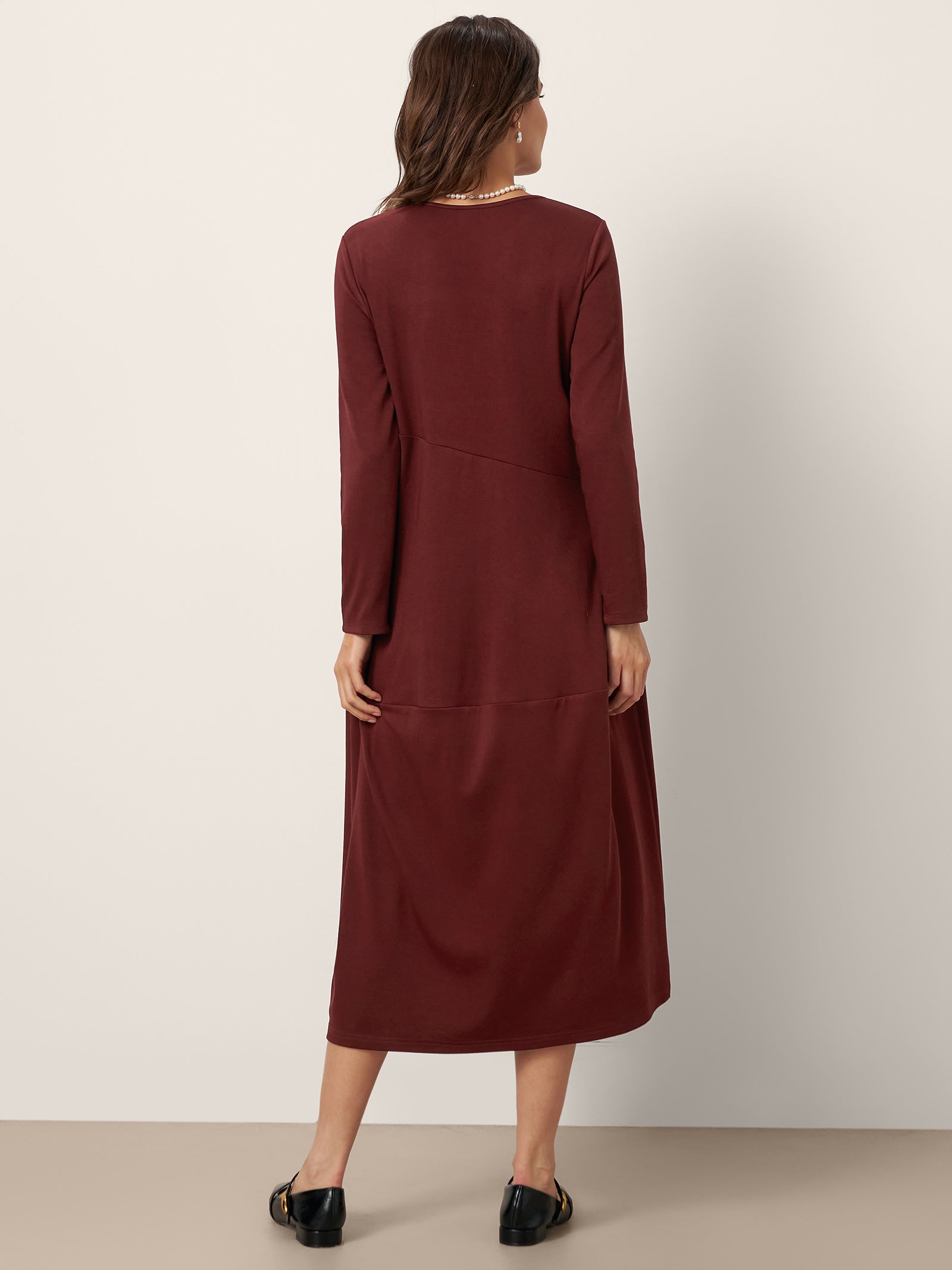Robe midi asymétrique cocon en laine et coton AVERIE
