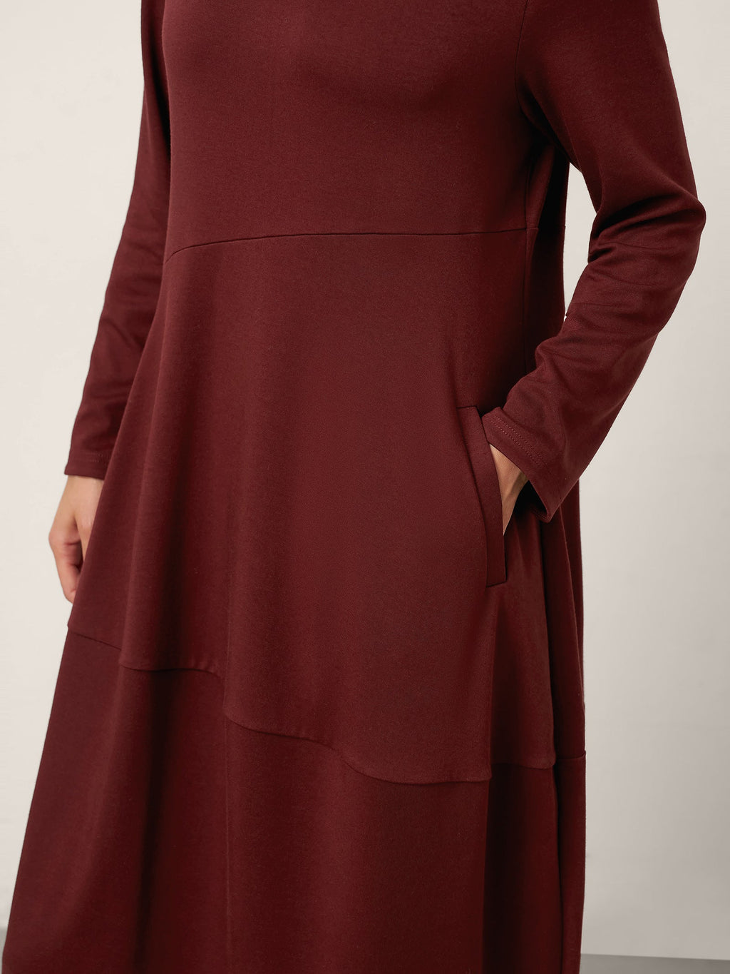 Robe midi asymétrique cocon en laine et coton AVERIE