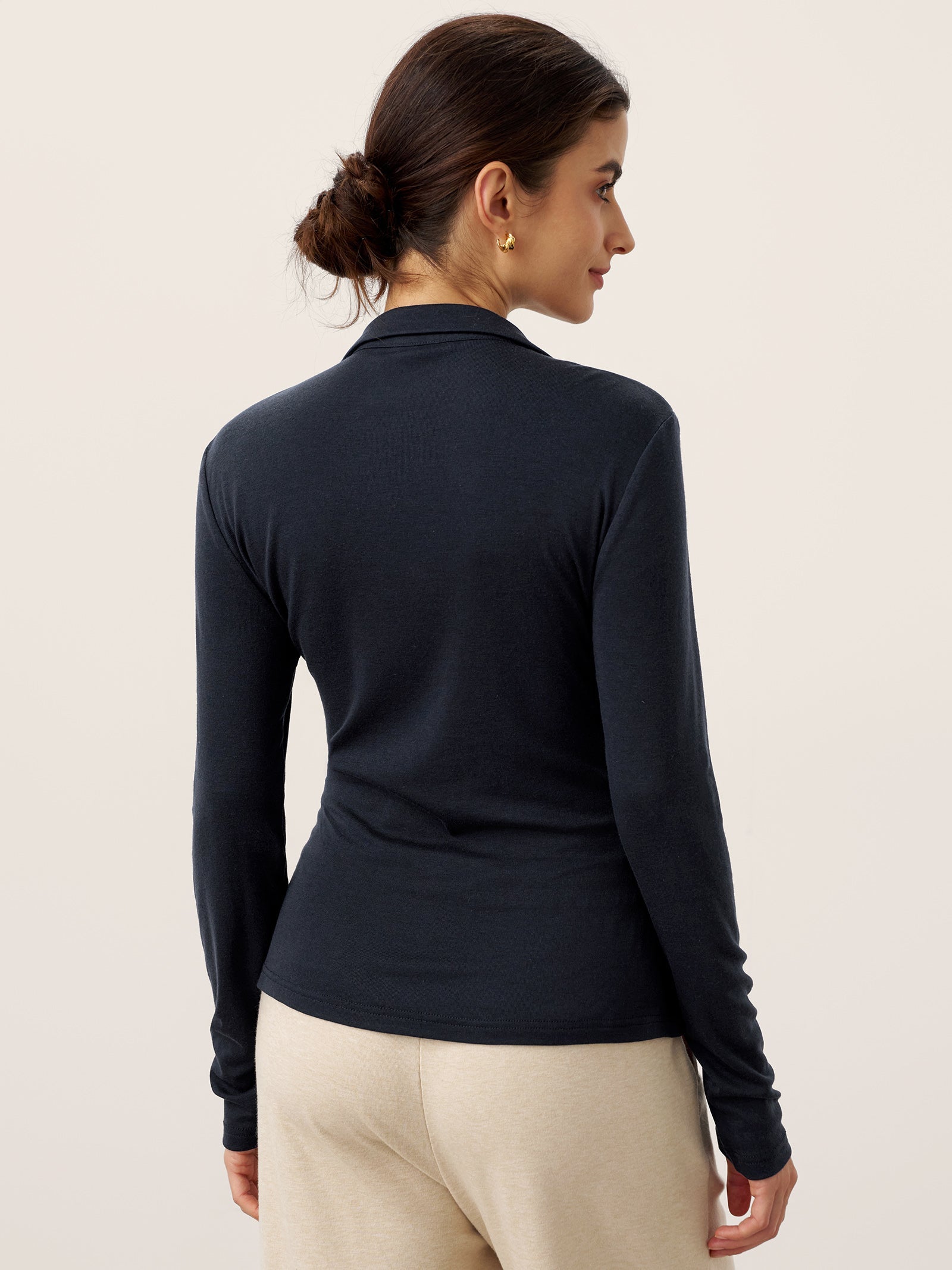 Top en laine asymétrique froncé sur le côté BRIONY