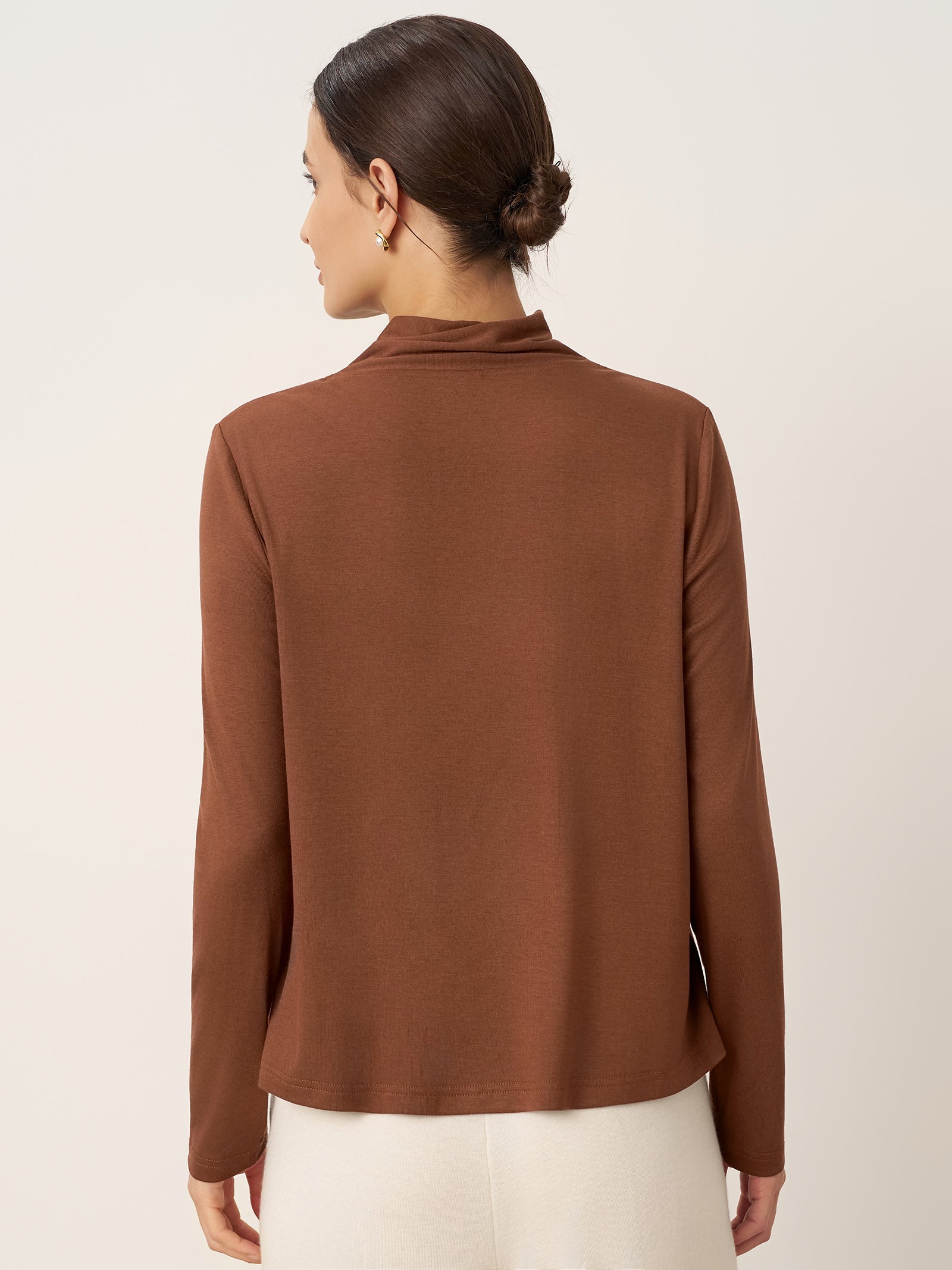 Top en laine à col écharpe et manches longues ALESSIA
